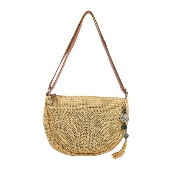 New! THE Sak Ryder Crochet Crescent Crossbody Bag Hobo Hand-Crocheted Bamboo Tan - Picture 2 of 8